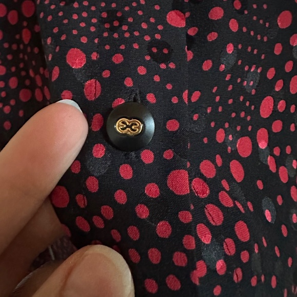 Escada Silk Black Red Patterned Button Down Shirt - Picture 2 of 7